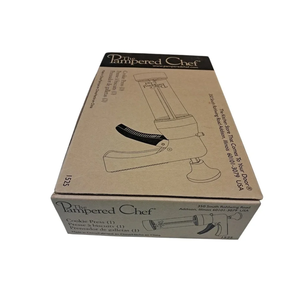 Pampered Chef Cookie Press 1525 Retired 16 Disks Designs Cookies W/Box Looks New